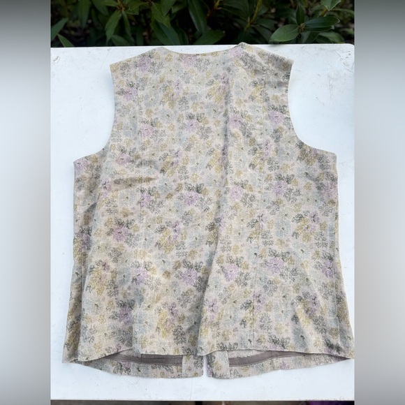 Jennifer Moore Linen Top Pastel Floral Vest Bulgaria made women’s plus size 16 - Picture 3 of 5